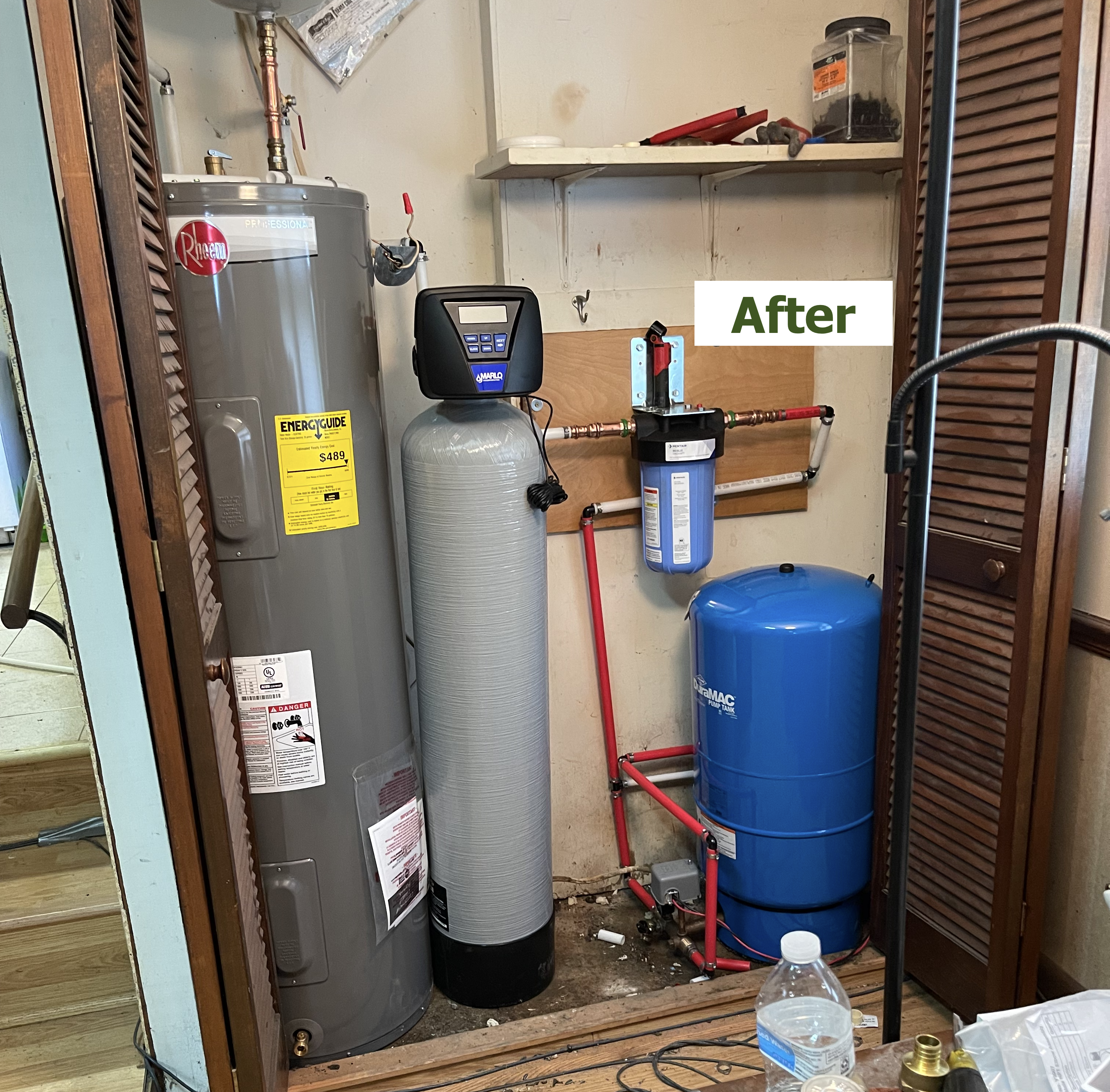 New water softener system after installation