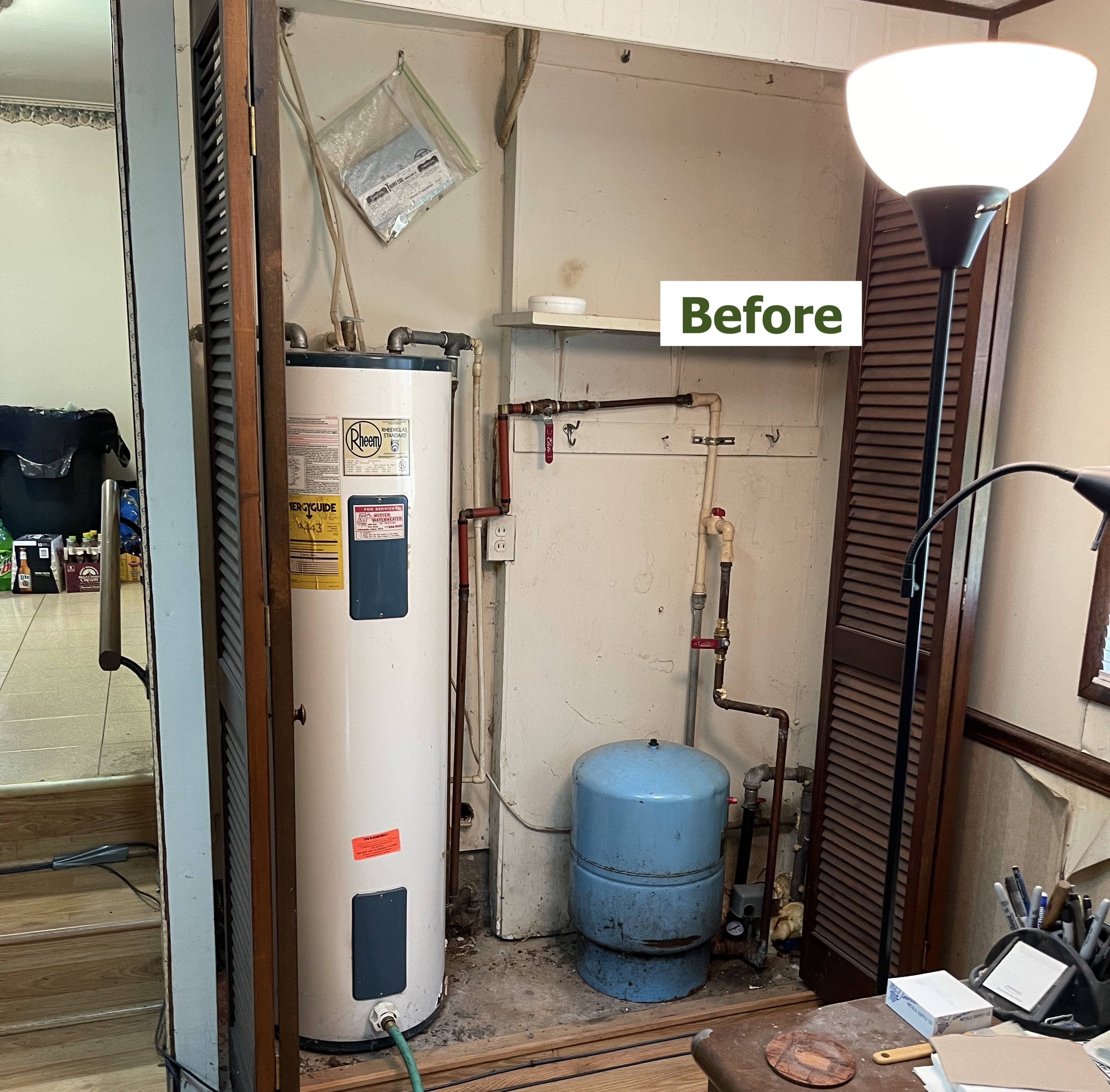 Old water softener system before replacement